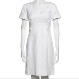 Women’s White Trina Turk Short Sleeve Designer Midi Dress Size 12